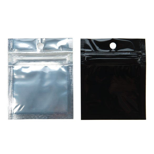 Druckverschlussbeutel Transparent/Schwarz 5x5cm mit Aufhängeloch (100 Stück) [HZBB9CB]