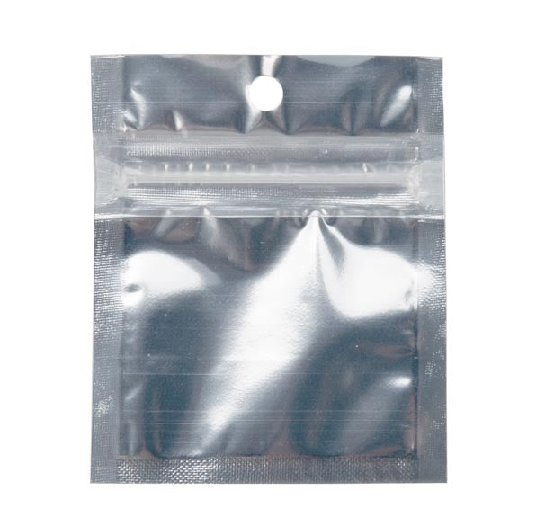 Druckverschlussbeutel Transparent/Silber 5x5cm mit Aufhängeloch (100 Stück) [HZBB9S]
