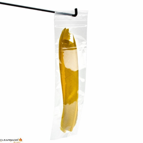Druckverschlussbeutel mit Aufhängeloch 7.5x30.5cm Transparent PP 50 Mikron (100 Stück) [ZR312]