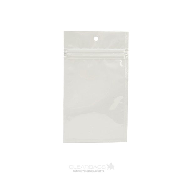Druckverschlussbeutel Weiß Metallisiert 7.5x11.5cm mit Aufhängeloch (100 Stück) [HZBB3MW]