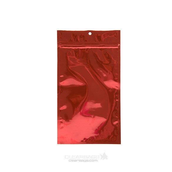 Druckverschlussbeutel Rot Metallisiert 10x16.5cm mit Aufhängeloch (100 Stück) [HZBB5MR]