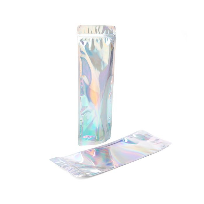 Standbodenbeutel Irisierend/Holographisch 14x6x38.1cm mit Aufhängeloch (25 Stück) [ZBGH2N]