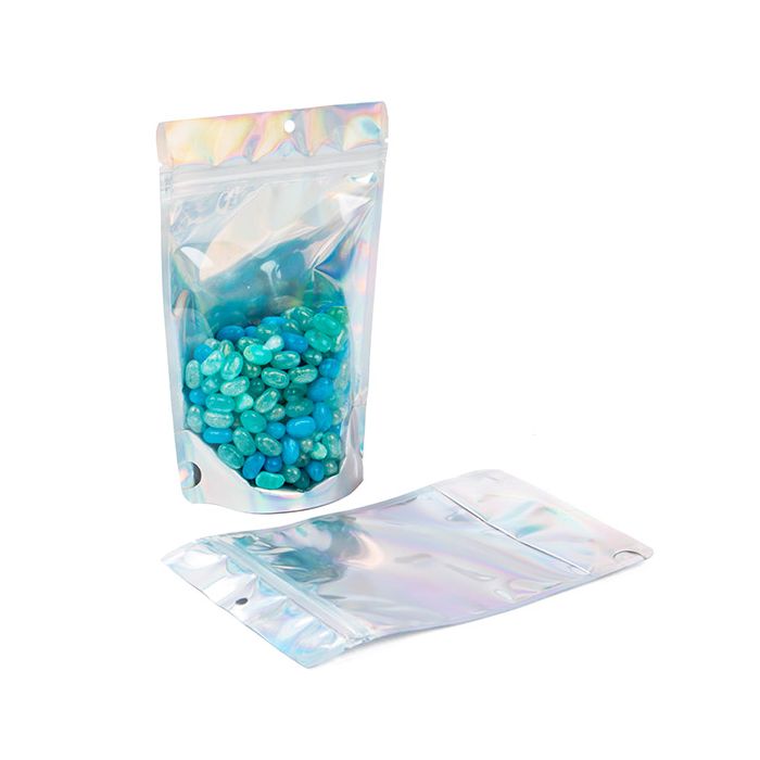 Standbodenbeutel Transparent/Irisierend 13x7.9x20.6cm mit Aufhängeloch (25 Stück)[ZBGH3C]