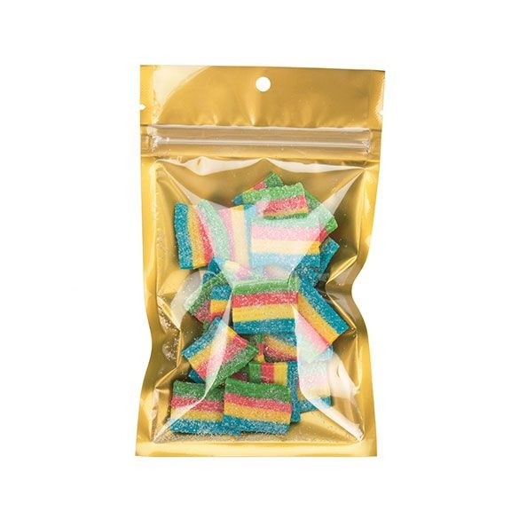 Druckverschlussbeutel Transparent/Gold 9.2x12.7cm mit Aufhängeloch (100 Stück) [HZB4CG]