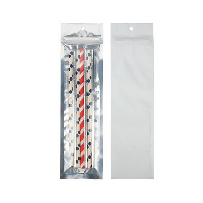 Druckverschlussbeutell Transparent/Matt Weiß 6,4x22,9 cm (100 Stück) [HZBB1CMW]