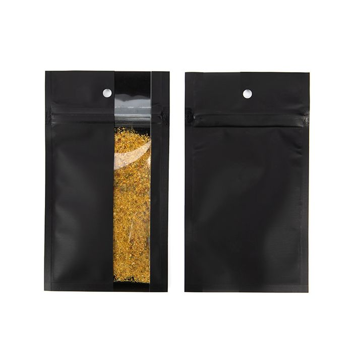 Druckverschlussbeutell Matt Schwarz mit vertikalen Fenster 7,6x11,4 cm (100 Stück) [HZBV3MB]