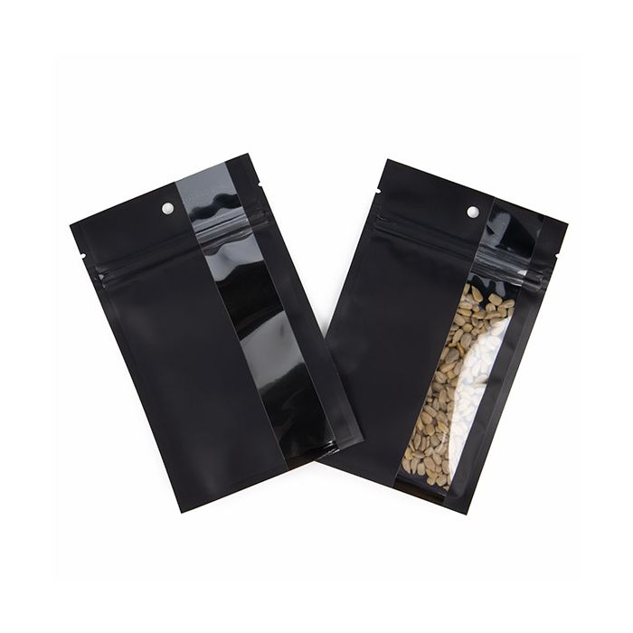 Druckverschlussbeutel Schwarz mit vertikalem Fenster 9,2x12,7 cm (100 Stück) [HZBV4MB]