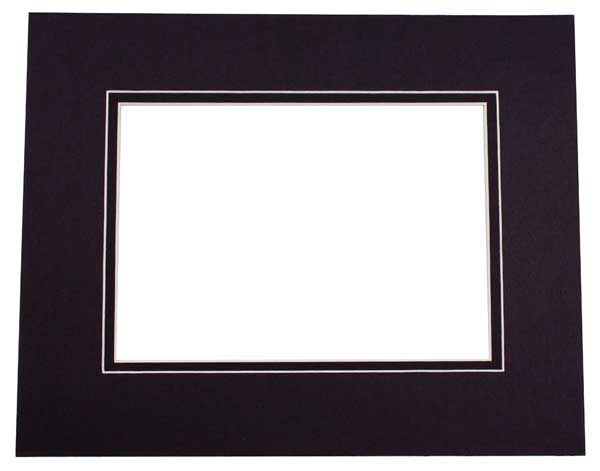 Fertig-Passepartouts 27x34.6cm Fenster - Schwarz/Schwarz doppelte Dicke - 40.6x50.8cm Außenrahmen (10 Stück) [MD20135]
