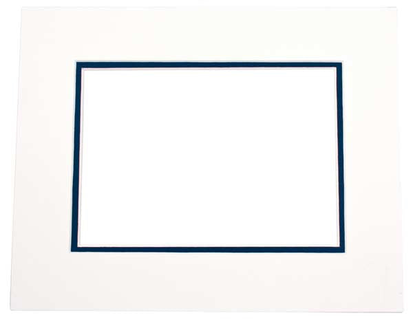 Fertig-Passepartouts 32.1 x 47.3cm Fenster - Elfenbein/Dunkelblau doppelte Dicke - 45.7 x 61cm Außenrahmen (10 Stück) [MD20092]