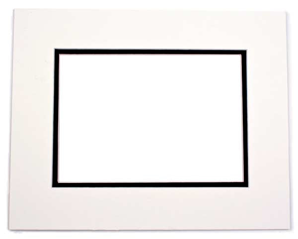 Fertig-Passepartouts 32.1 x 47.3cm Fenster - Elfenbein/Schwarz doppelte Dicke - 45.7 x 61cm Außenrahmen (10 Stück) [MD20102]