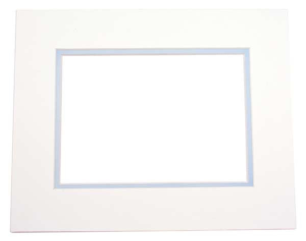 Fertig-Passepartouts 19.4x24.5cm Ausschnitt Fenster - Elfenbein/Hellblau doppelte Dicke - 27.9x35.6cm Außenrahmen (10 Stück) [MD20025]