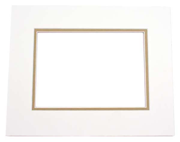 Fertig-Passepartouts 11.8x16.8cm Fenster - Elfenbein/Olivengrün doppelte Dicke - 20.3x25.4cm Außenrahmen (10 Stück) [MD20017]