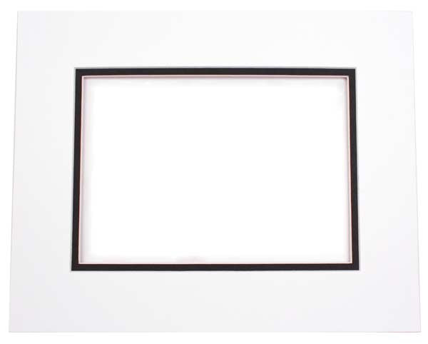 Fertig-Passepartouts mit 19.4x24.5cm Fenster - Weiß/Schwarz doppelte Dicke  - 27.9x35.6cm Außenrahmen (10 Stück) [MD20021]