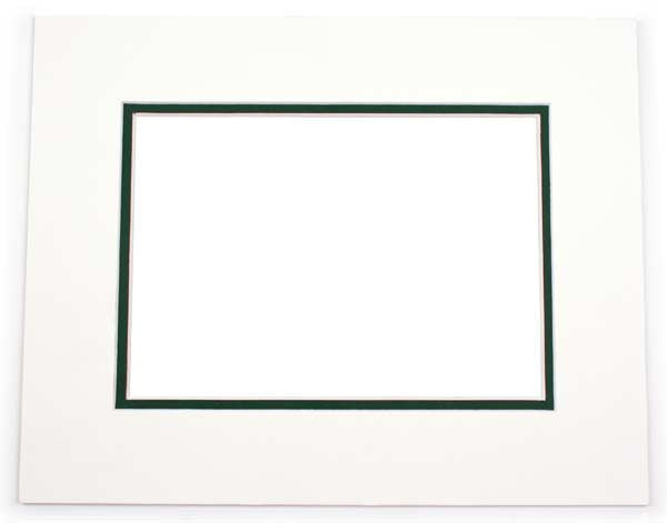 Fertig-Passepartouts mit 19.3x24.5cm Fenster - Weiß/Dunkelgrün doppelte Dicke - 27.9x35.6cm Außenrahmen (10 Stück) [MD20208]