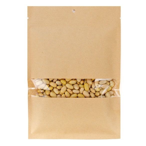 Kraft Bags Compostable 11.2x15.7cm with Window and Sealable