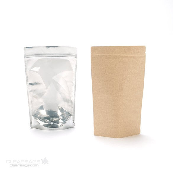 Standbodenbeutel Transparent/Kraft 17x9x28.5cm | 340 Gramm (100 Stück) [ZBGK4]