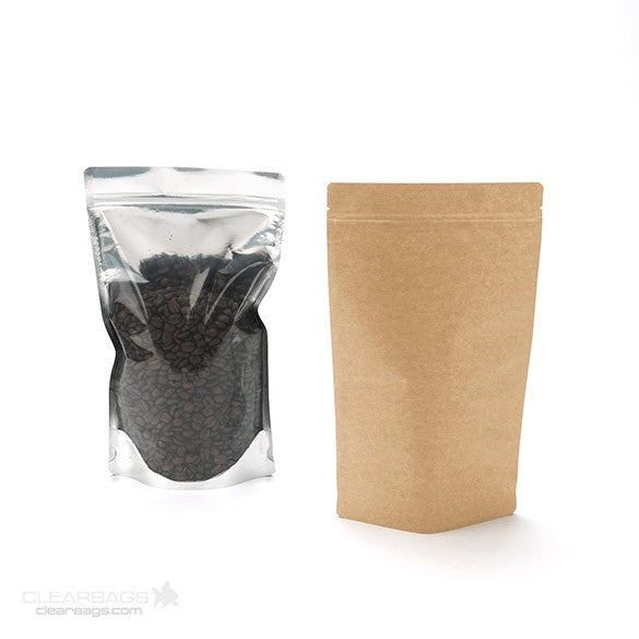 Standbodenbeutel Transparent/Kraft 17x9x28.5cm | 340 Gramm (100 Stück) [ZBGK4]