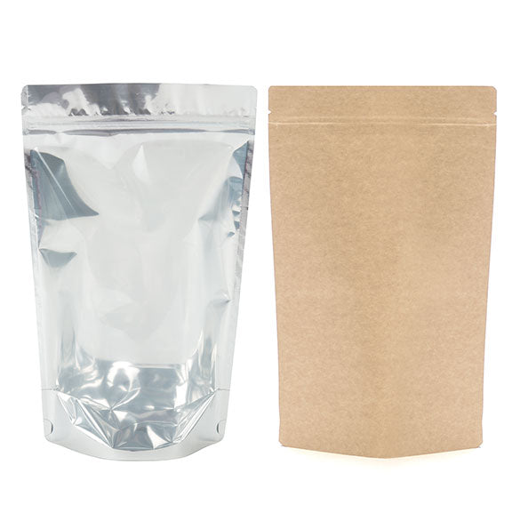 Standbodenbeutel Transparent/Kraft 17x9x28.5cm | 340 Gramm (100 Stück) [ZBGK4]