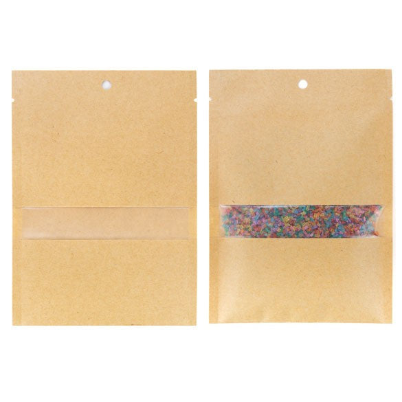 Kraftbeutel 11.2x15.7cm Braun mit Fenster | Heißsiegelfähig (100 Stück) [KHS46MW]
