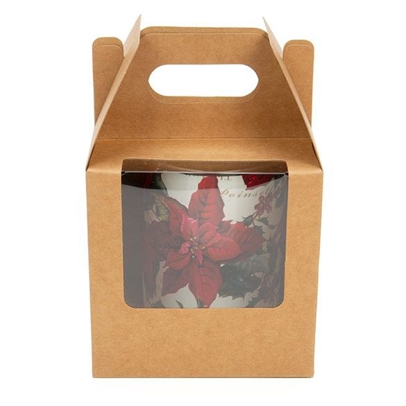 Geschenkschachteln mit 3 Fenstern & Griff Kraft Braun 10.2x10.2x10.2cm (25 Stück) [WKRG57]