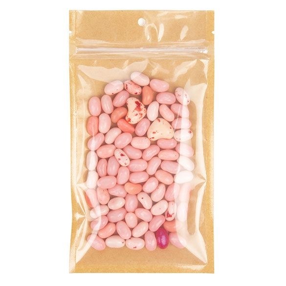 Druckverschlussbeutel Kraft/Transparent 10.2x16.5cm mit Einreißkerben (100 Stück) [HZB5KC]