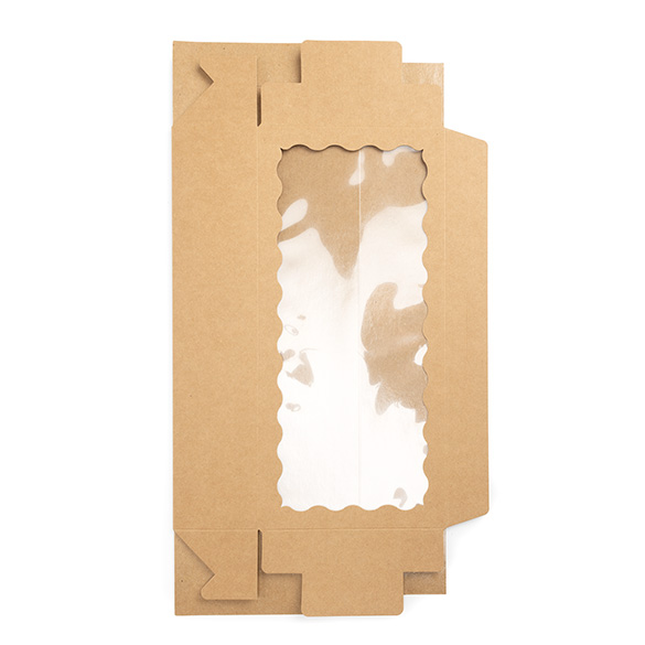 Kraft Papierschachtel mit gewelltem Sichtfenster 30x6,5x14 cm (25 Stück) [WKRG125]