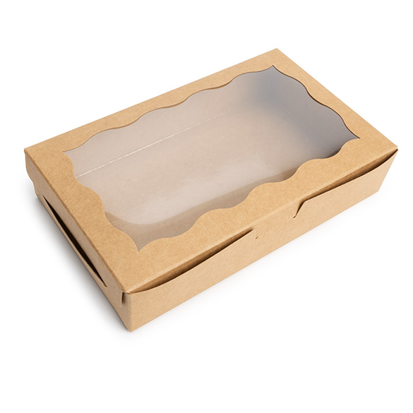 Kraft Papierschachtel mit gewelltem Sichtfenster 17,8x3,8x11 cm (25 Stück) [WKRG74]