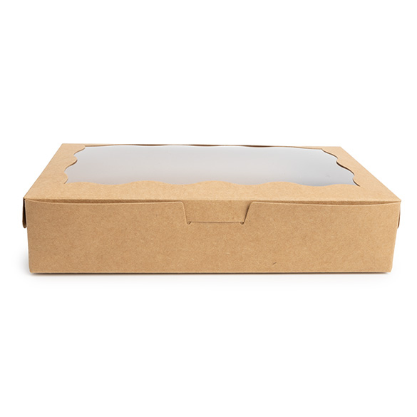 Kraft Papierschachtel mit gewelltem Sichtfenster 17,8x3,8x11 cm (25 Stück) [WKRG74]