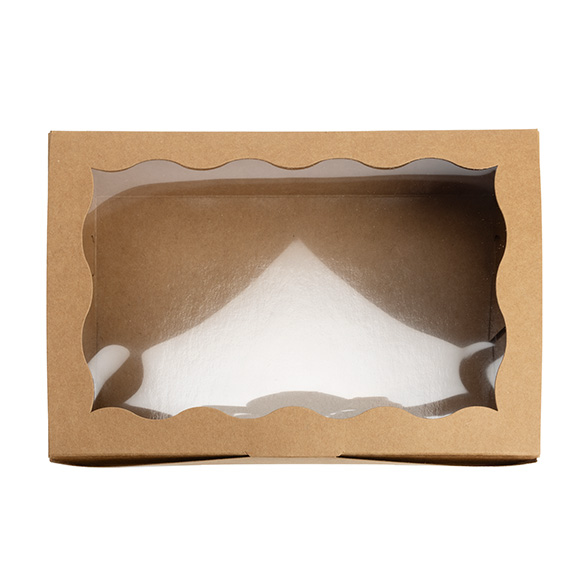 Kraft Papierschachtel mit gewelltem Sichtfenster 22,1x7x15,1 cm (25 Stück) [WKRG86]