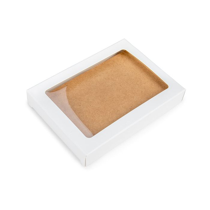 Pappschachteln Kraft weiß mit Fenster 10.2x2.1x13.8 cm (25 Stück) [WKRGW313]