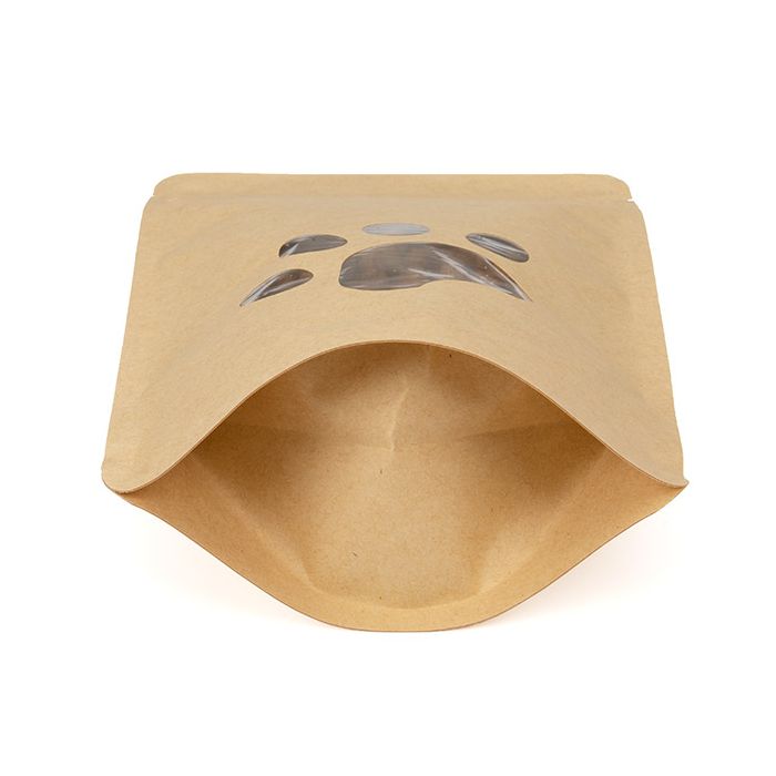 Standbodenbeutel Kraft Fenster in Form von Pfötchenabdrücken 13x7.9x20.6 cm (25 Stück) [ZBGW3KSP]