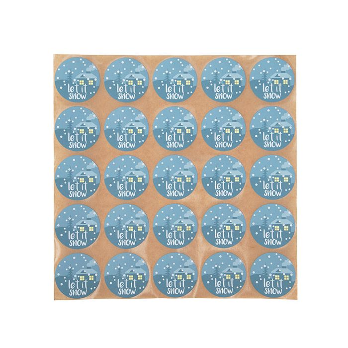 Sticker Rund "Let It Snow" (Blau mit Weiß Hot Stamp) 3,8 cm (1 Blatt) [LS1HLIS]