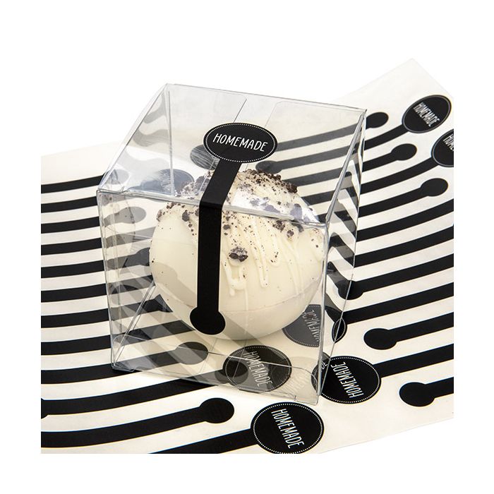 Sticker Lollipop Form "Homemade" (Schwarz mit Weiß Text) 2,5x10,2 cm (1 Blatt) [LSLHOME]