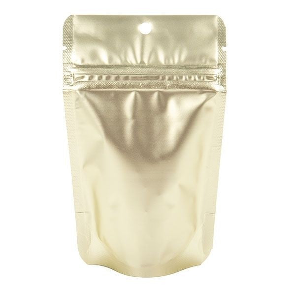 Standbodenbeutel Matt Gold 7.9x5.1x13cm mit Aufhängeloch | 28 Gramm (100 Stück) [ZBGM1MG]