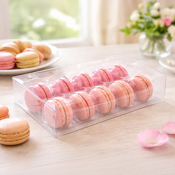 Macaron-Schachteln für 10 Macarons 12.9x5.1x19.1cm Transparent (25 Stück) [MBS2]