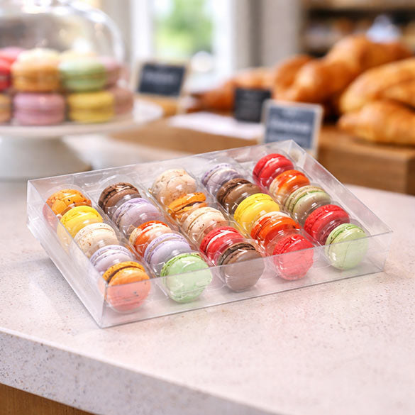 Macaron-Schachteln für 25 Macarons 32.2x5.1x19.1cm Transparent (25 Stück) [MBS5]