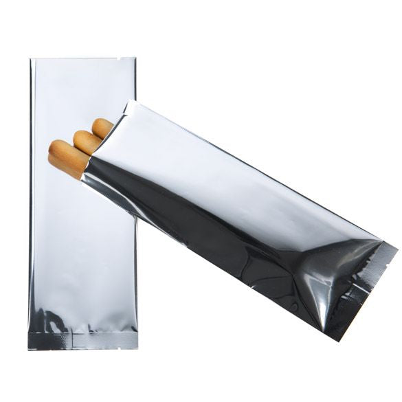 Kunststoffbeutel Silber 7.5x20.3cm Metallisiert und Verschweißbar (100 Stück) [SVP38S]