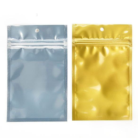 Druckverschlussbeutel Transparent/Gold 9.2x12.7cm mit Aufhängeloch (100 Stück) [HZBB4CG]