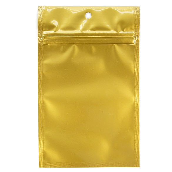 Druckverschlussbeutel Transparent/Gold 9.2x12.7cm mit Aufhängeloch (100 Stück) [HZBB4CG]