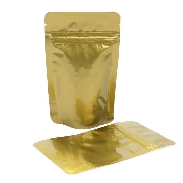 Standbodenbeutel Gold 8x5x13cm | 28 Gramm (100 Stück) [ZBGM1G]