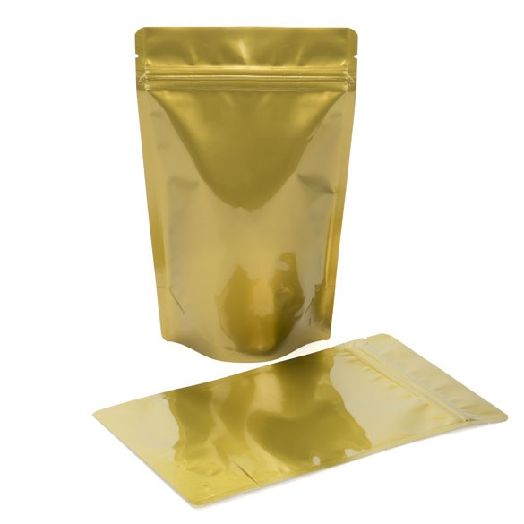 Standbodenbeutel Gold 13x7x20.5cm | 110 Gramm (100 Stück) [ZBGM3G]