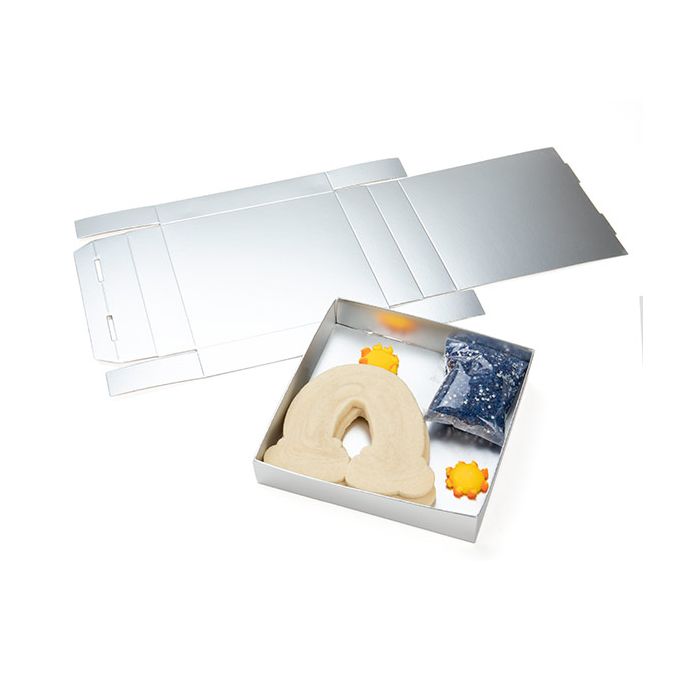 Silber Pappschachteln Boden 13x2.5x13.3cm (25 Stück) [MS357]