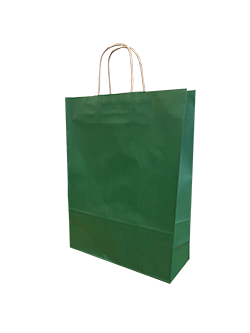 Paper Carrier Bags dark Green 32+12x41cm Kraft 100 grams