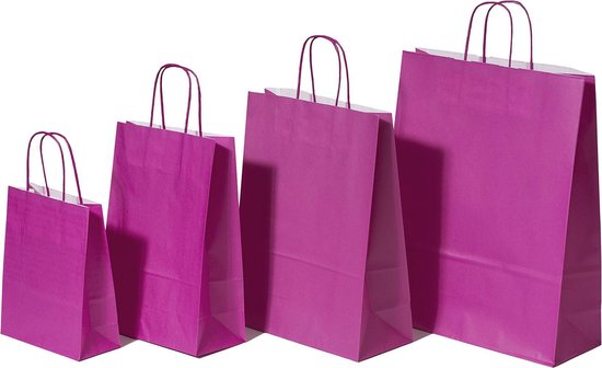 Paper Carrier Bags Pink 32+12x41cm Kraft 100 grams
