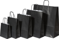 Paper Carrier Bags Black 26+12x35cm Kraft 90 grams