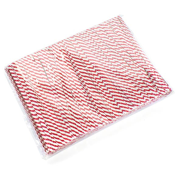 Verschluss-Streifen 10.2x0.4cm Papier Weiß/Rot gestreift (1,000 Stück) [TT4WRS]