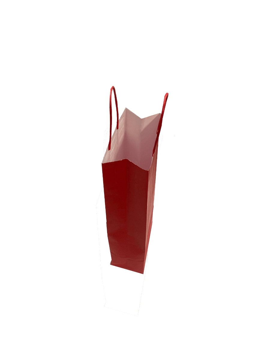 Papiertragetaschen für Flaschen 14x8x39cm Rot (50 Stück) [PAWF1439R]