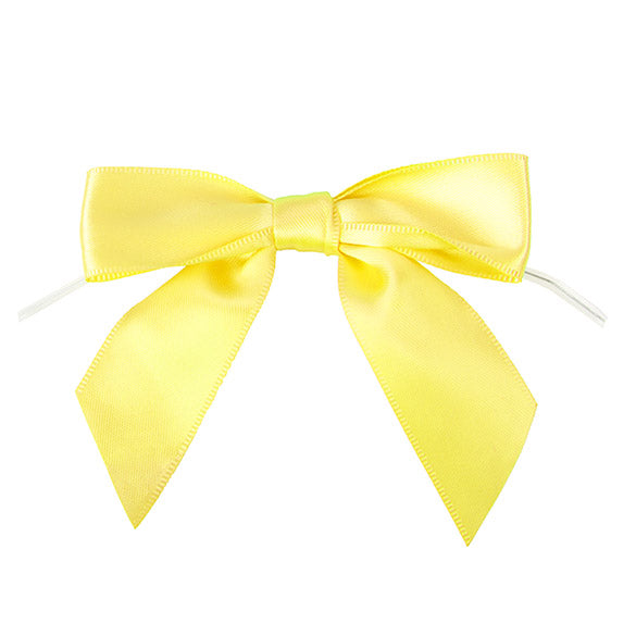 Schleife vorgebunden 8,9 cm Gelb (25 Stück) [BOWYW]