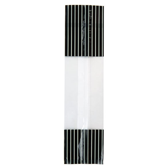 Bedruckte Beutel Schwarz mit Creme Streifen - 6.7x4.8x27.3cm mit Seitenfalten (100 Stück) [G2BKC]