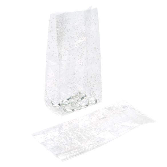 Bedruckte Beutel feine Punkte Weiß 10,2x6,4x24,1cm mit Seitenfalten (100 Stück) [G4SW]